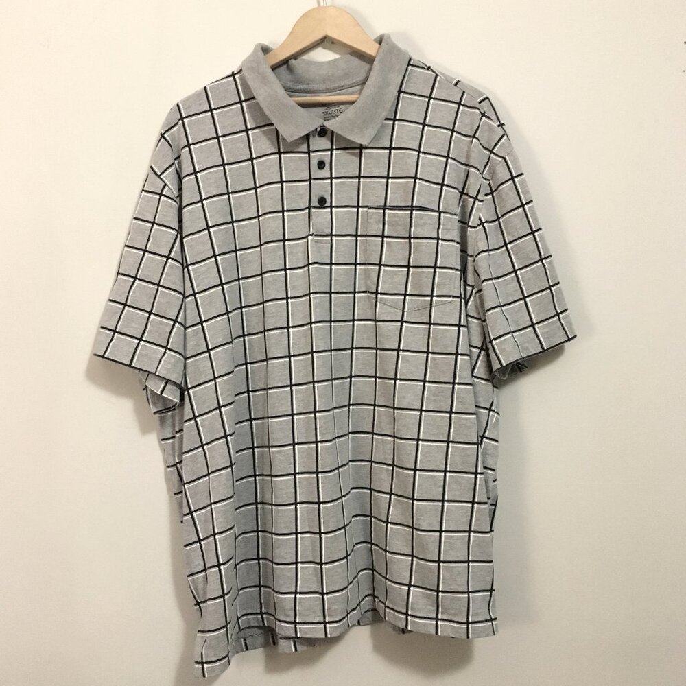 Graph Paper Grid Print Men 3XL Polo Shirt Black Grey Tech Core Academic George